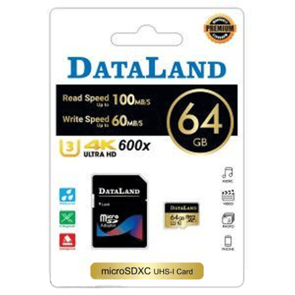 کارت حافظه 64 گیگابایت DataLand | کارت حافظه 64 گیگ | کارت حافظه 64 گیگابایت | 64 گیگ | 64 GB | 64GB Micro SD | کارت حافظه | کارت حافظه میکرو اس دی | میکرو اس دی | MICRO SD | Micro-SD | حافظه مخصوص دوربین | میکرو اس دی ویژه دوربین